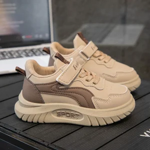 Spring Sport Shoes For Children PU Leather Waterproof Teenager Kid's Sneakers Trend Fashion Soft-soled Boy's Girl's Running Shoe