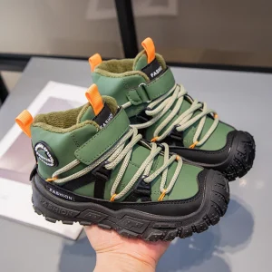 Kids Sneakers Anti-slip Wear-resistant Hiking Shoes for Children Boys Winter Outdoor Sports Shoes Warm Cotton Snow Boots for Kid