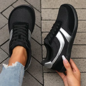 Women's Shoes Sneakers Wide Toe Barefoot Casual Wide Last Fashionable Canvas Black Flat Board Shoes Breathable Mesh Men's Shoes