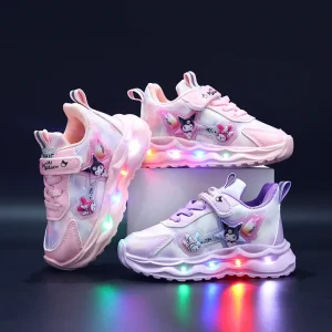 LED Light Up Girls Shoes 2025 Winter Waterproof Leather Sneakers Non-Slip Soft Sole Breathable Kids Running Shoes
