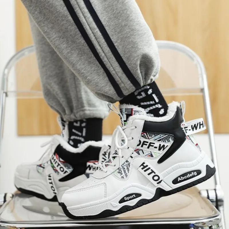 Winter Men's Shoes Fashion High-top Sneakers Plush Warm Cotton Shoes Designer Platform Vulcanize Shoes Winter New Men Snow Boots - Image 6