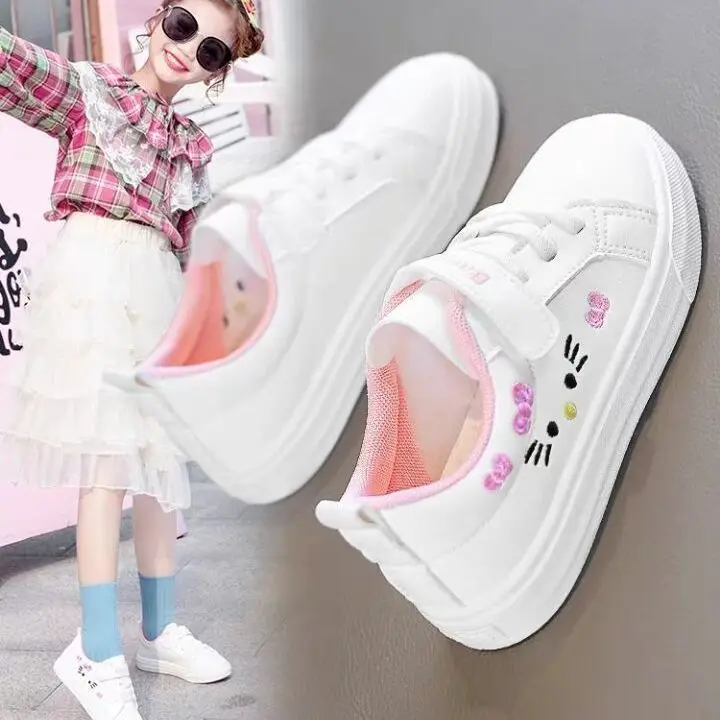 Kids White Sneakers 2025 Fall Slip Resistant Durable Spring Autumn Shoes for Girls 4-16 Years Old Fashion Casual Sports Shoes